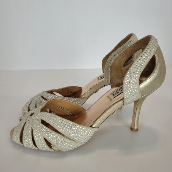 Badgley Mischka Tatiana crystal studded leather heels - Picture 8 of 10
